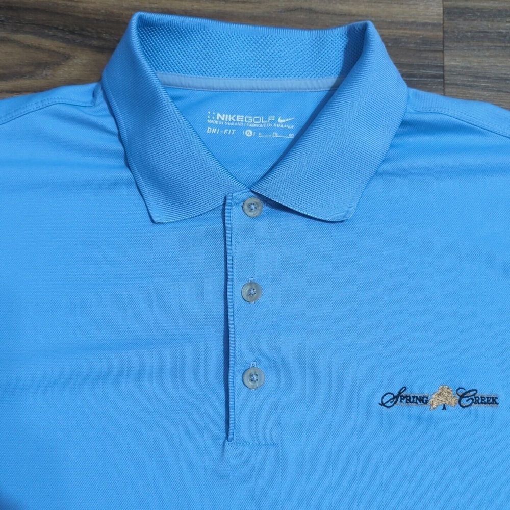 Nike Golf Polo Dri-Fit Mens XL TG EG Navy Blue/ White Seam Stitch Embroidered. C